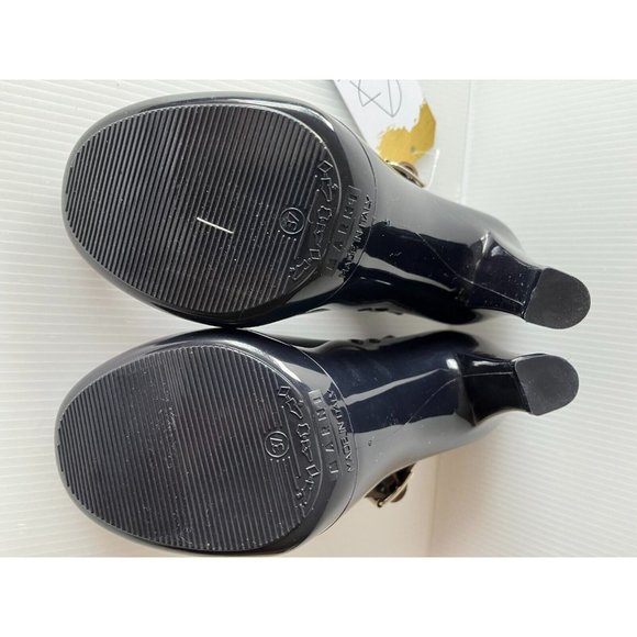 Marni Navy Blue Rubber Mary Jane Pumps Heels W/ Brown Strap Size 7 (US) 37 (IT) - Picture 8 of 11